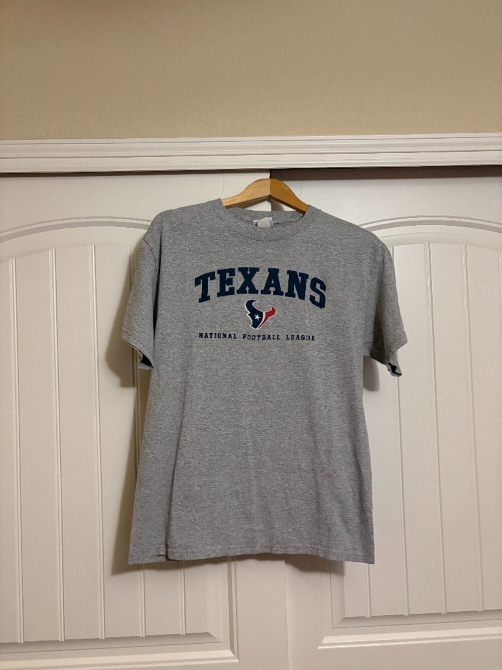 Houston Texans T Shirt Adult Medium Gray Short Sleeve Crew Neck NFL Cotton Blend
